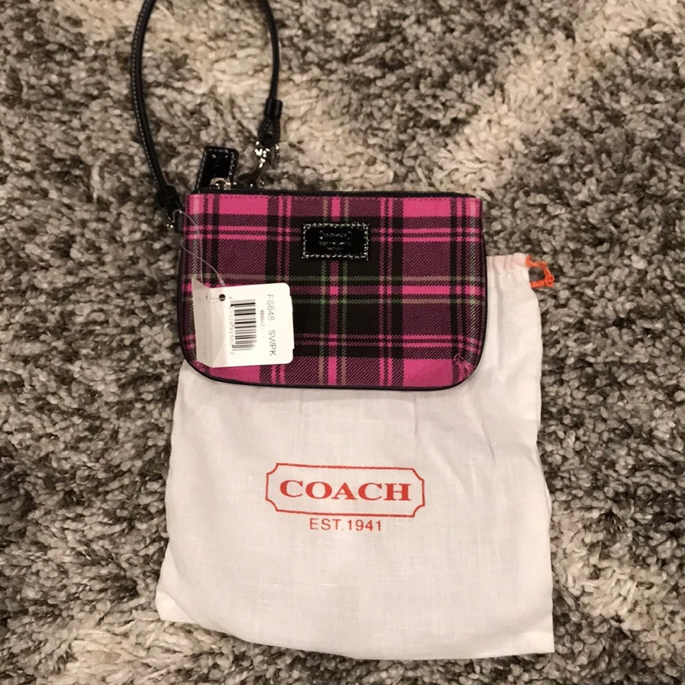 Coach Plaid Wristlet